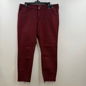 a.n.a Burgundy Skinny Ankle Jeans 16 NWT Raw Hem Mid Rise Stretch
